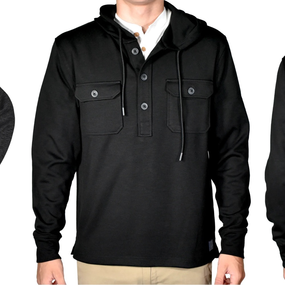 Men’s VTG (Vintage) 1946 Double Knit Black Slub Hoodie Size M Pullover